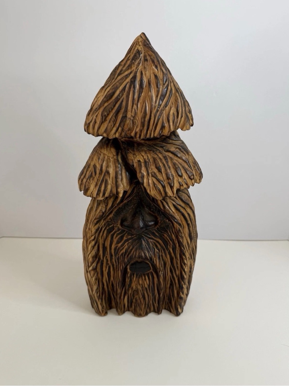 Vintage Alex Grett Signed Wood Spirit Carving Hand Carved Tree Spirit Folk Art